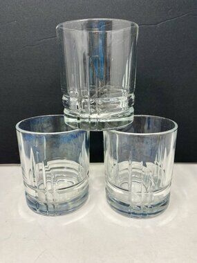 Set 3 Cristal D’Arques Arizona Parallels Double Old Fashioned Whiskey Glasses